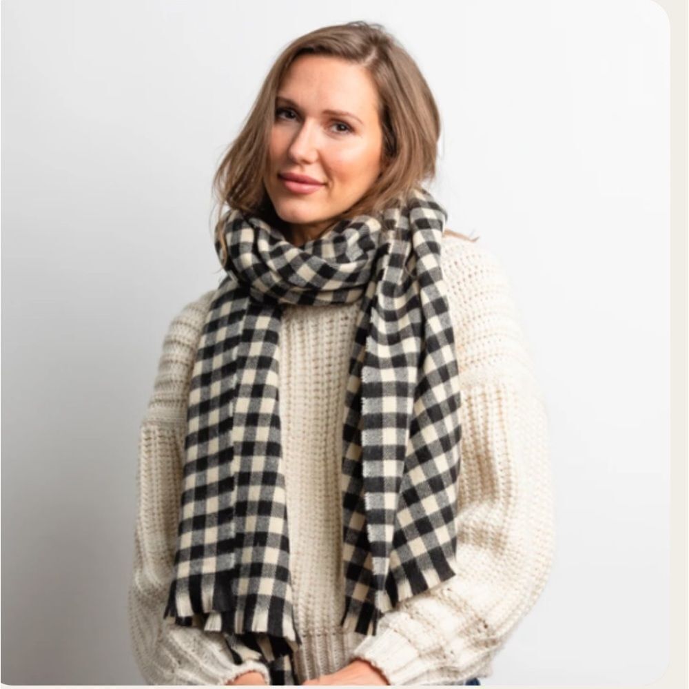 Hat Attack Black and Cream Checkered Scarf